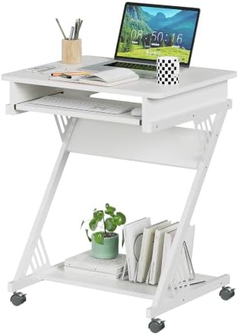 Zenira 24-Inch Small Computer Desk, Corner Desk with Wheels