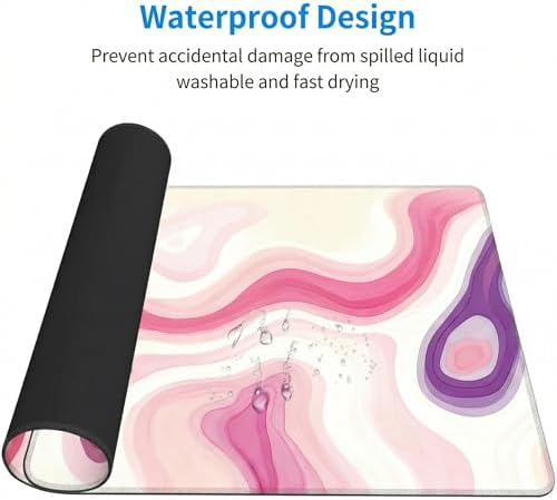 Large Gaming Mouse Pad 31.5x15.7 Inch, Pink Abstract Desk Mat Cute