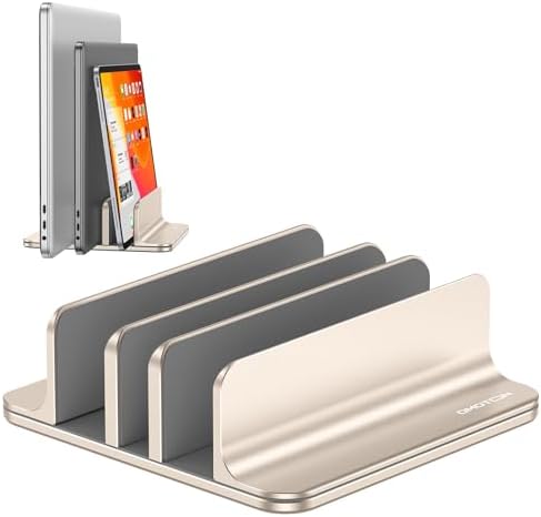 OMOTON 3-Slot Multiple Vertical Laptop Stand, Fits MacBook, Starlight