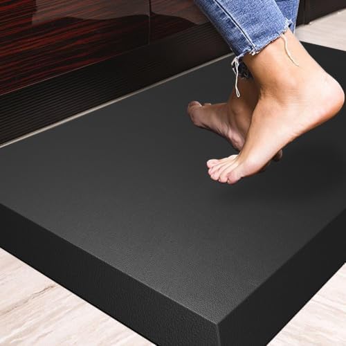Anti Fatigue Floor Mat,Kitchen Mat, Standing Desk Mat – Comfort at Home, Office, Garage - Polyurethane(PU) Foam (Square Black, 17" L x 17" W x 0.8" Th)
