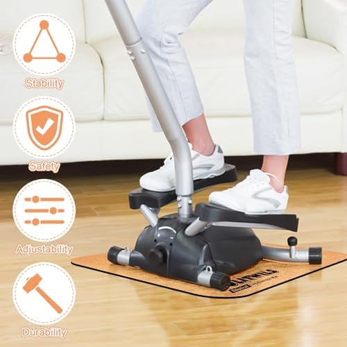 Under Desk Elliptical Mat - Non-Slip Exercise Equipment for Peloton Bike, Small Exercise Mat for Desk Workout Equipment, Premium Cork Surface