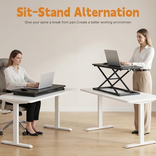 Standing Desk Converter, 7-Level Height Adjustable Keyboard and Monitor Riser, 23.6" Sit to Stand Desk Workstation, No Assembly Laptop Computer Lift for Walking Pad