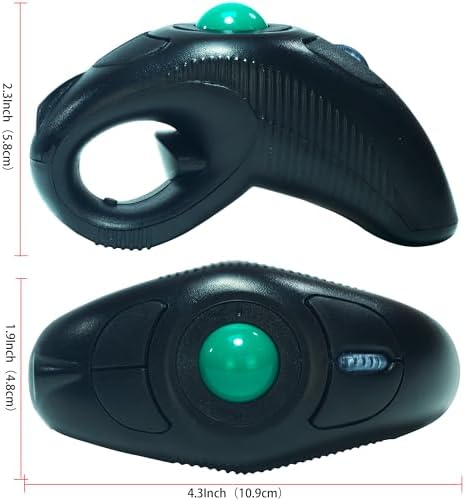 YUMQUA Finger Handheld Mouse, Wireless Trackball Mouse with Roller Ball