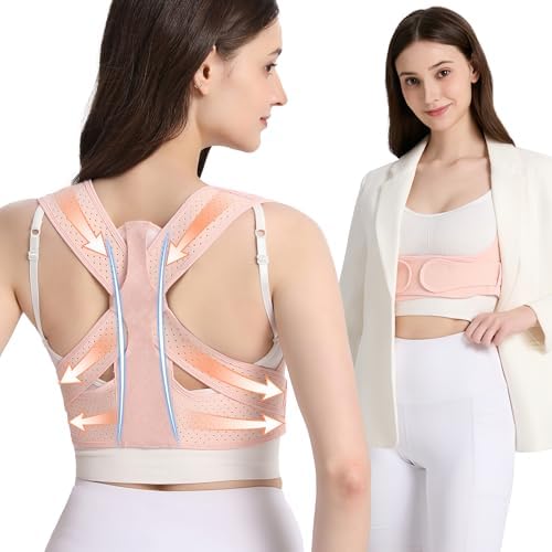 Posture Corrector for Women Back Brace Shoulder Straightener Pink, L/2XL