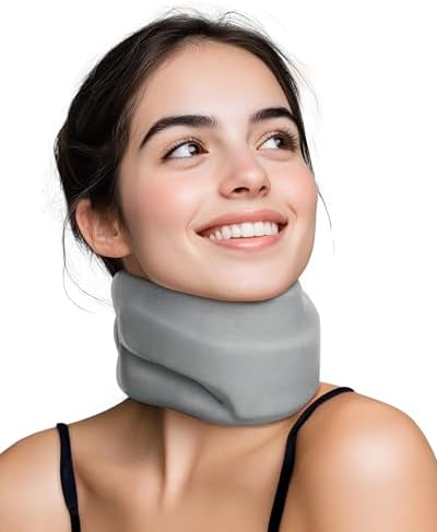 Neck Brace Cervical Collar - Neck Support Brace for Sleeping, Soft Foam Wraps Keep Vertebrae Stable and Aligned for Relief of Cervical Spine Pressure Gray Small(10.6-12.6 Inch)