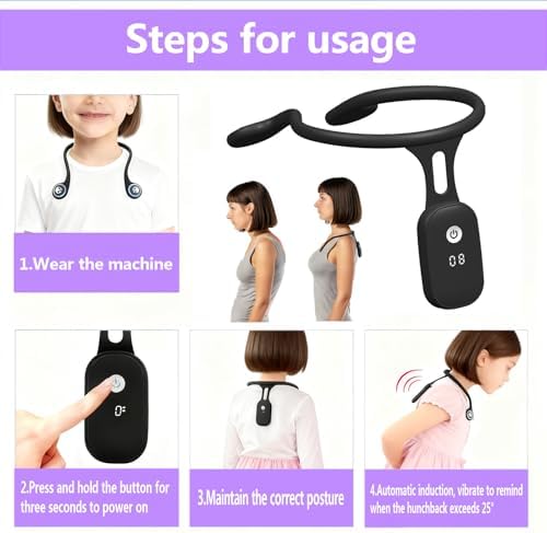 Intelligent Posture Corrector and Trainer for Women and Men, Rechargeable Silicone Automatic Induction Back Posture Corrector with Hunchback Monitoring for Adults and Children