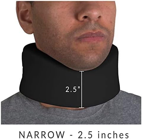 OTC Cervical Collar, Soft Contour Foam, Neck Support Brace, Black Narrow 2.5" Depth, Small
