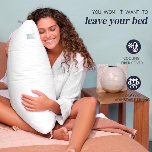 Nuzzle Neck Pillow Adjustable King Size Set of 4,Soft Luxury Hotel Feel