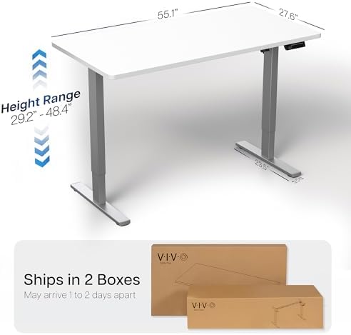 VIVO White 55 x 28 in Standing Desk, DESK-KIT-1G55W