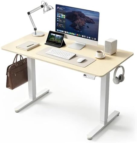40 Inch Height Adjustable Standing Desk for Home Office, Natural