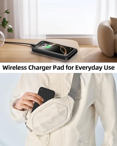 Leather Valet Tray with Wireless Charging Pad - Luxury EDC Nightstand Organizer for Men - Premium Desk Tray for Phone, Watch, Glasses & Keys - Sleek Office Desk Accessories & Gift for Him (Black)
