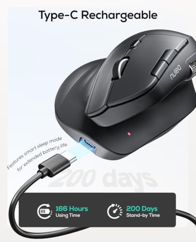 Nulea Ergonomic Vertical Wireless Mouse with Horizontal Scroll Wheel