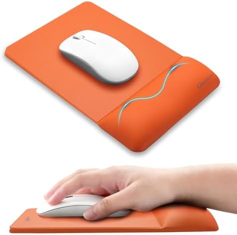 univo colors Mini Size Mouse Pad for Business Trips and Travel,Premium PU Material,Ergonomic Design,Smooth Mouse Operation with Hard Plate,Reduces Fatigue(Tangerine)