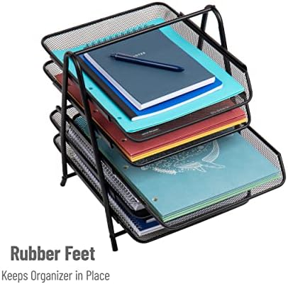 Mind Reader 5-Tier Paper Tray Organizer, Vertical Desktop File Storage Rack, Office, Metal Mesh, Black (Pack of 6)