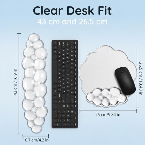 Cloud Gel Wrist Rest Set for Keyboard and Mouse – Ergonomic Wrist Support for Keyboard & Mouse Pad – Non-Slip Desk Wrist Support for Computer, Laptop & Gaming (White)