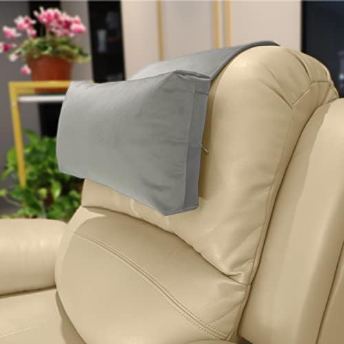 Velvet Recliner Headrest Pillow, Non-Slip Neck Support, Light Gray