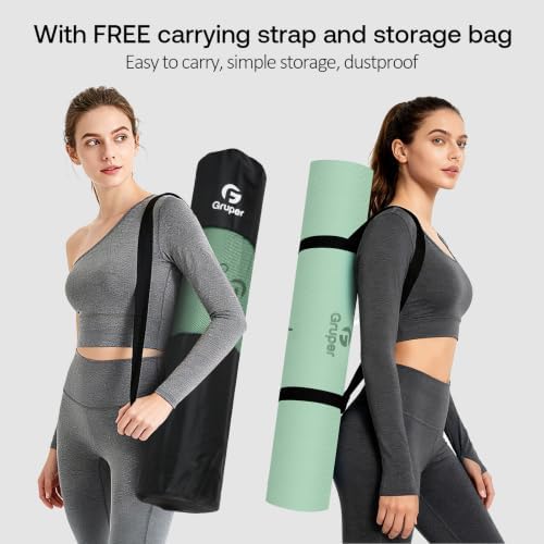 Gruper Yoga Mat Non Slip, TPE Extra Wide Yoga Mat with Alignment Mark