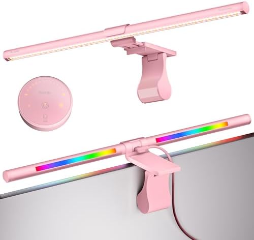Quntis 20" Pink Monitor Light Bar with 15 RGB Modes, Flat & Curved Fits