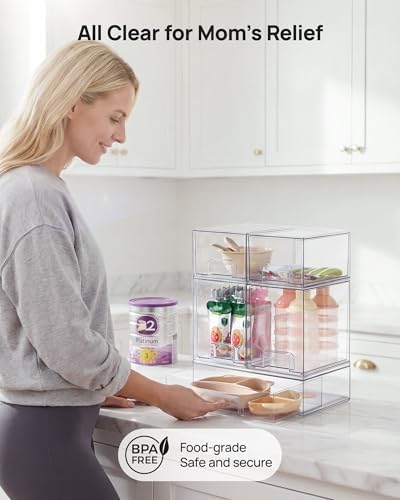 Vtopmart Clear Stackable Storage Drawers Set of 5, Plastic Organizer Bins