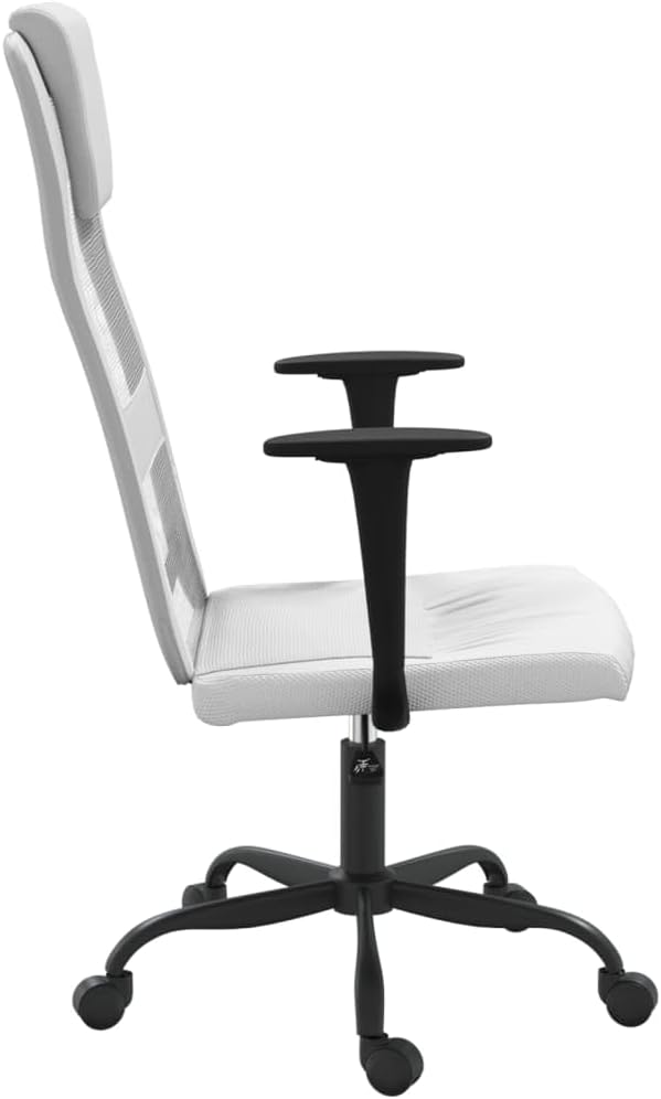 White Office Chair with Height Adjustment and 360-Degree Swivel, Breathable Mesh Back and Faux Leather Seat Cushion for Comfort, Ergonomic Support for Home Office or Living