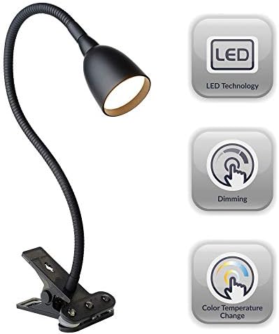Newhouse Lighting NHCLP-OL-BK Olivia Dimmable and Color Temperature Changing Clamp Light Desk Lamp Black