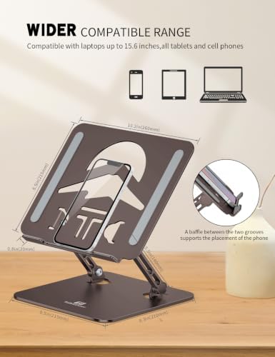 Z-Shaped Laptop Stand for Desk Fits 10"-16" Notebook Coffee Brown