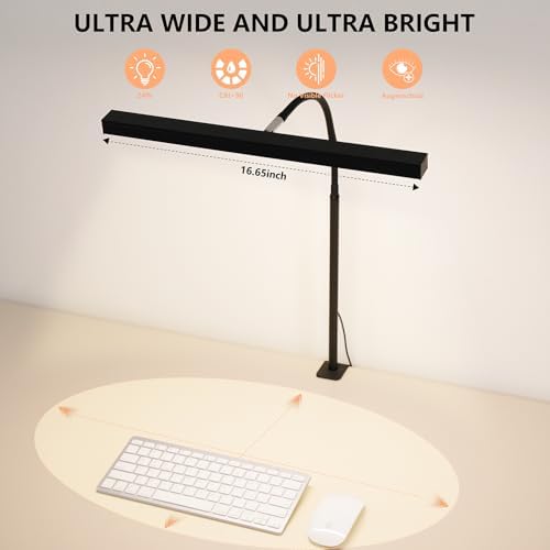 LED Desk Lamp for Office Home, Adjustable Flexible Eye-Caring Desk Light with,5 Modes 10 Brightness Adjustment, USB Adapter Desk Lamp with Clamp-T-B