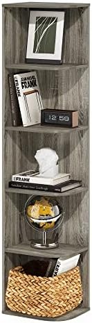 Furinno PASIR Book Shelf, 5-Tier Corner Bookshelf with Open Shelf, Standing Bookcase, 9.3 x 12 x 51.7, for Organization and Storage, for Living Room, Bedroom, Home Office, French Oak