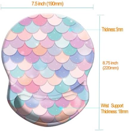 Wrist Support Mouse Pad Anti Slip Rubber Wrist Rest Mousepad 8.75in X7.5in Small Desktop Notebook Mouse Mat for Working and Gaming (Sweet Mermaid Wrist)