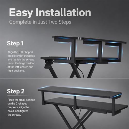 37 Inch Standing Desk Converter, 10.23-24.8 inches Adjustable Height Standing Desk Riser, Sit to Stand Up Duals Monitor Riser Workstation, for Home Office Laptop - Black