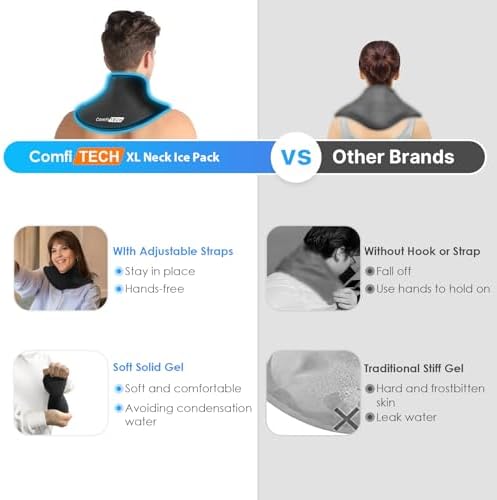 ComfiTECH Neck Ice Pack Wrap Gel, Cooling Pad for Cervical and Shoulder, Large, 1 Pack