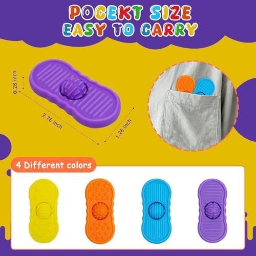 Fidget Sensory Toys for Adults - 4 Pack Silicone Worry Stones Slider for Autism, Anxiety & ADHD, Calming Tools for Adults Office Desk / Travel Classroom Must Haves, Gifts
