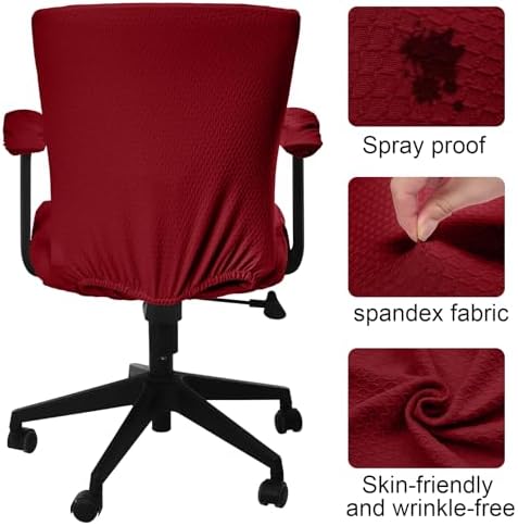 Tallew 4 Pcs Office Chair Covers Set Computer Armrest Slipcover Seat, Red