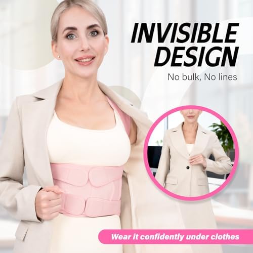 Back Brace Posture Corrector for Women & Men, Adjustable Full Back Support, Shoulder Straightener for Upper & Lower Back Pain Relief-Scoliosis, Hunchback, Waist Trainer (Large, Pink)