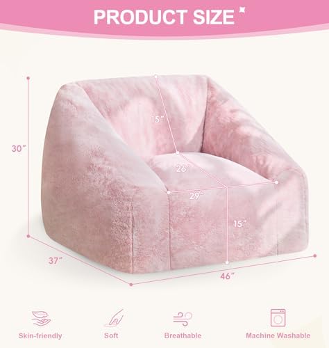 Hobestluk Bean Bag Chair Plush Cozy Chair Armrest Living Room Adult Pink