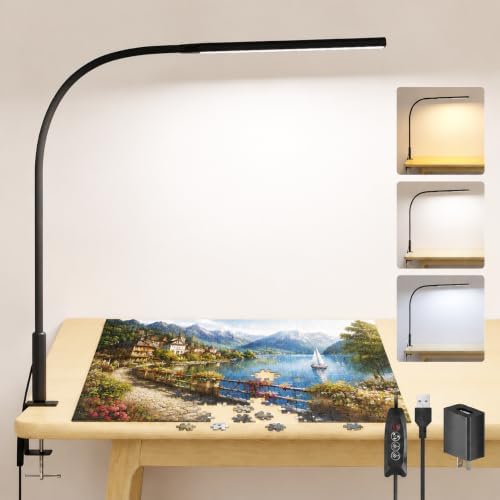 18W LED Puzzle Light with Clamp, Jigsaw Puzzle Lamp for Adults