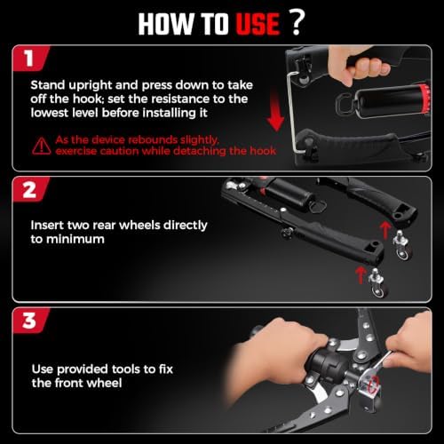 Twister Arm Trainer, Extra Hand Grip Strengthener 3-in-1 Adjustable 22-440lbs Arm Trainer Hydraulic Power Chest Workout Equipment with Ab Roller Wheels