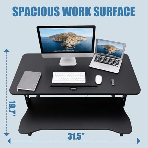 Standing Desk Converter, Height Adjustable, Dual Monitor with Keyboard Tray