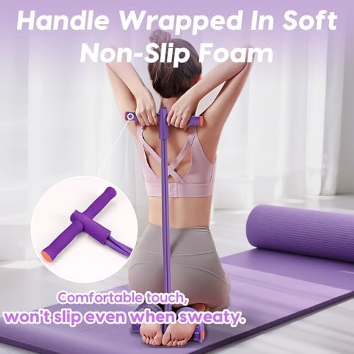 Pedal Resistance Band with Handles, 6-Tubes Natural Rubber Exercise Band