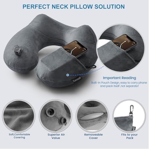 Keemall Inflatable Neck & Shoulder Travel Pillow for Airplane Naps