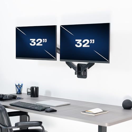 VIVO Height Adjustable Mechanical Extended Arm Dual Monitor Wall Mount Full Motion Articulating, Fits 2 Screens 17 to 32 inches, Black, MOUNT-V002G