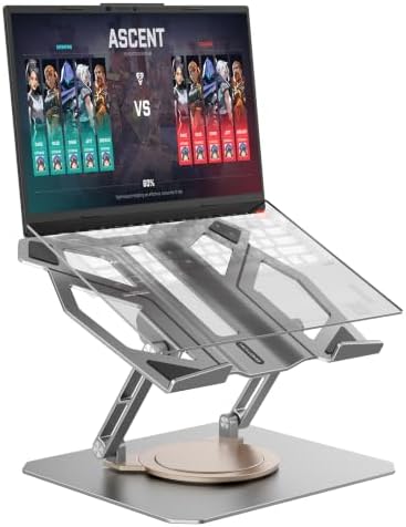OMOTON Heavy Laptop Stand for Desk, 360° Rotating Aluminum Gaming Riser