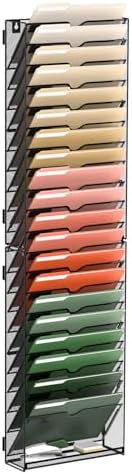 SUPEASY 21 Tier Wall File Organizer, Hanging Wall Mounted Mail Organizer with Label Slots, Metal Mesh File Holder Magazine Rack for Office, Home, School or Classroom, Black