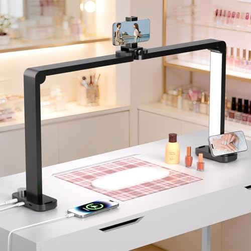 Half Moon Light for Nail Desk, Large Nail Lamp for Desk, Black