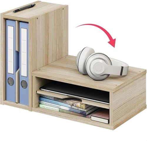 Ballucci 2-Tier Wooden Desk Organizer, Office Desk Organization, Mail Sorter, Paper Tray, File Folder Holder, Desktop Paper Organizer, Desk Organizers and Accessories, Natural Wood