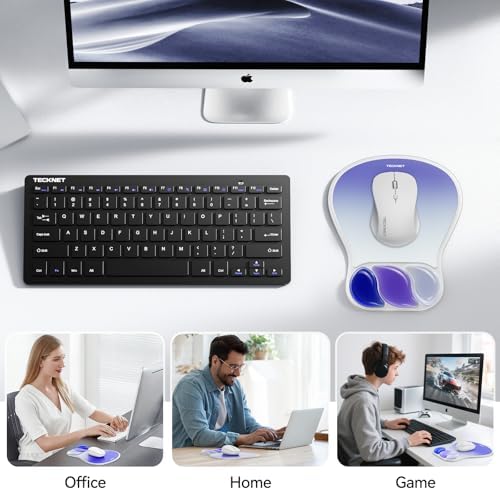 TECKNET Gel Ergonomic Mouse Pad, Mouse Pad with Wrist Rest, Light Blue