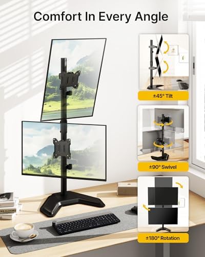 monTEK Freestanding Stacked Dual Monitor Stand for 17-32", 22 lbs Each
