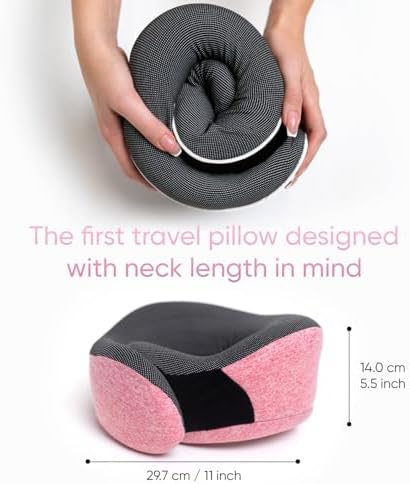 Proglobe Travel Pillow, 100% Pure Memory Foam Airplane Neck Pillow, Pink
