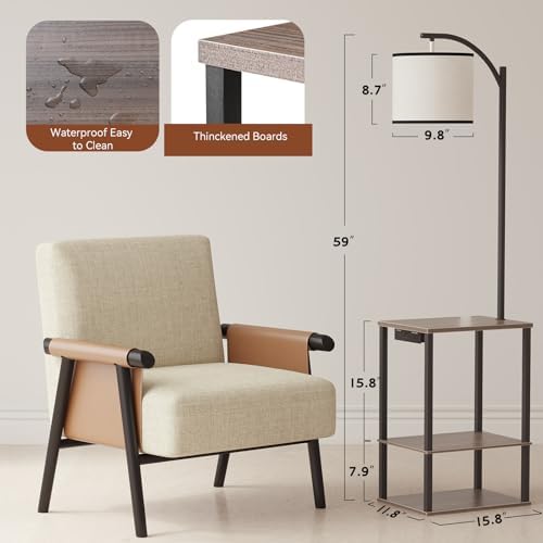 SUNMORY Floor Lamp with Table Shelves, End Side Table for Living Room