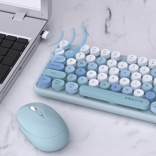 UBOTIE Colorful Wireless Keyboard and Mouse Combo (Blue-Colorful)